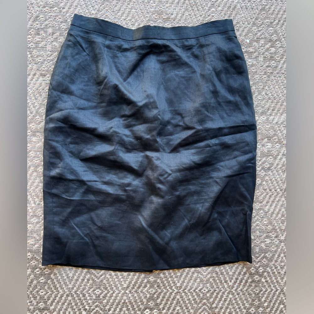 Vintage Escada Black Linen Lined Pencil Skirt Knee Length Women EU 40 Office